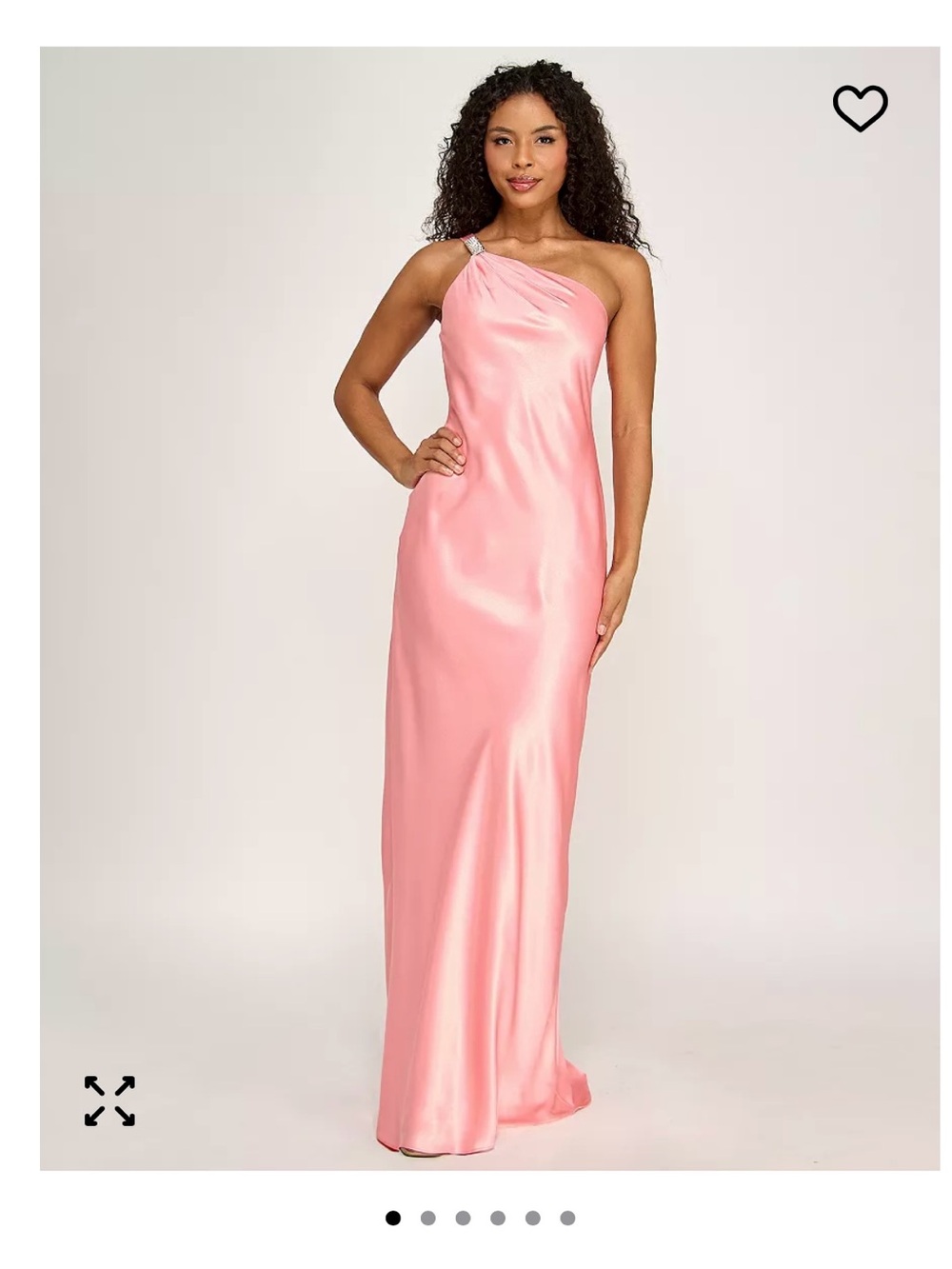 Seni and Cade One-Shoulder Satin Evening Gown in Iridescent Coral